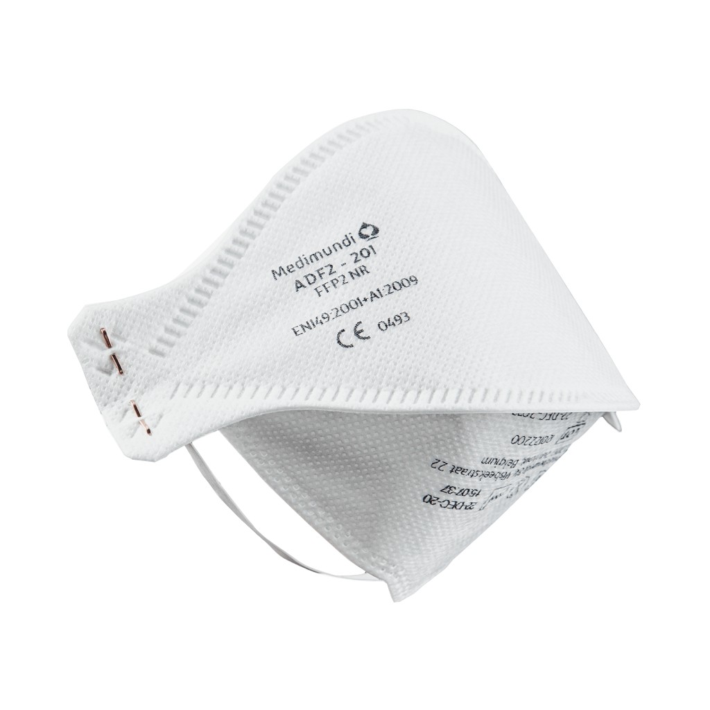 Medimundi ADF2-201 Folding mask - single use - FFP2 - Belgian made - White - Standard EN149:2001+A1: 2009 - per box of 30 pieces