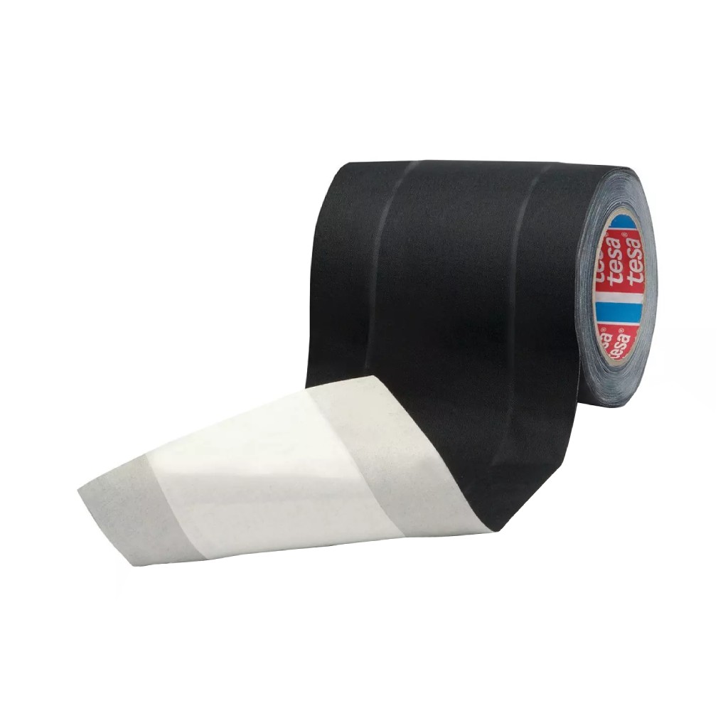 Tesa 4611 "Tunnel tape" duct tape voor kabelbevestiging - kleefvrije zone in het midden - zwart - 15 0 mm x 25 m x 0,28 mm - 6 rollen