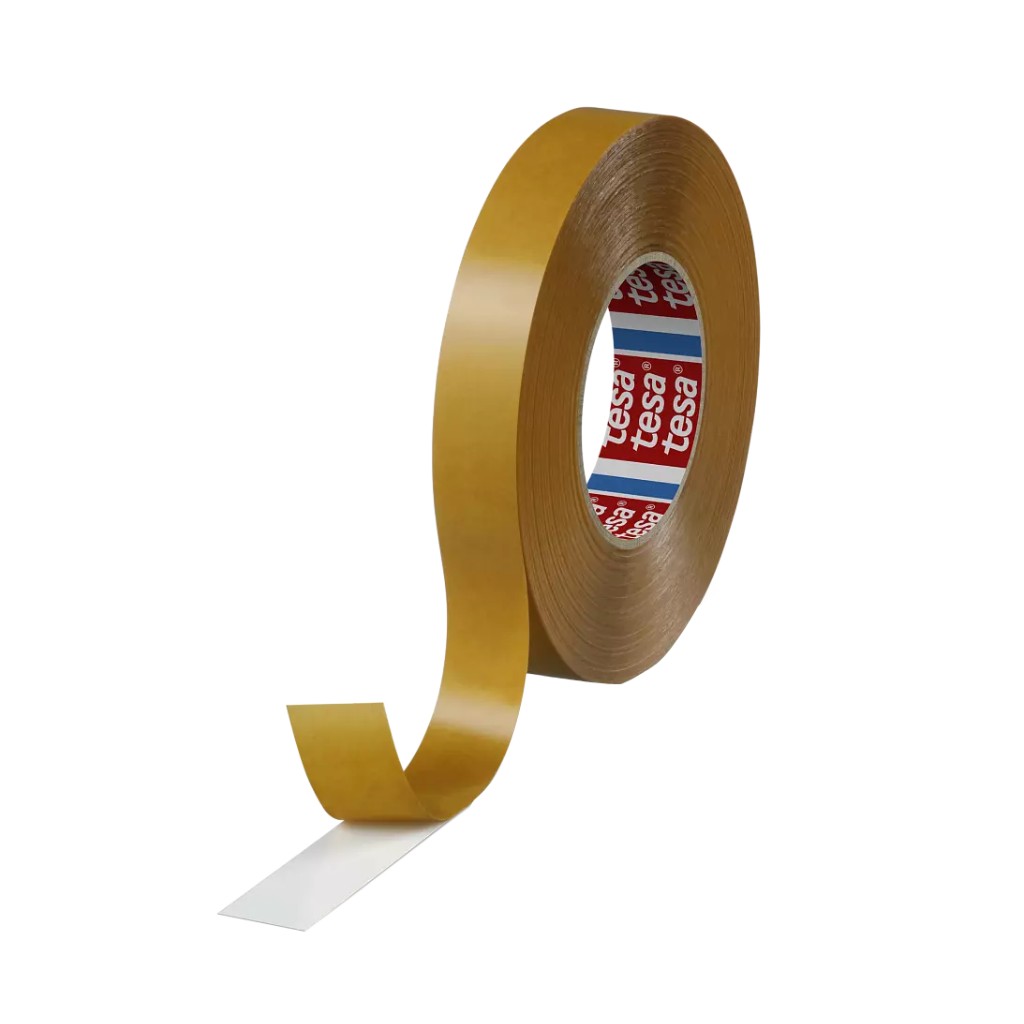 Tesa 4970 Double sided thin tape with PVC reinforcement - White - 25 mm x 50 m x 0,24 mm - per box o f 36 rolls