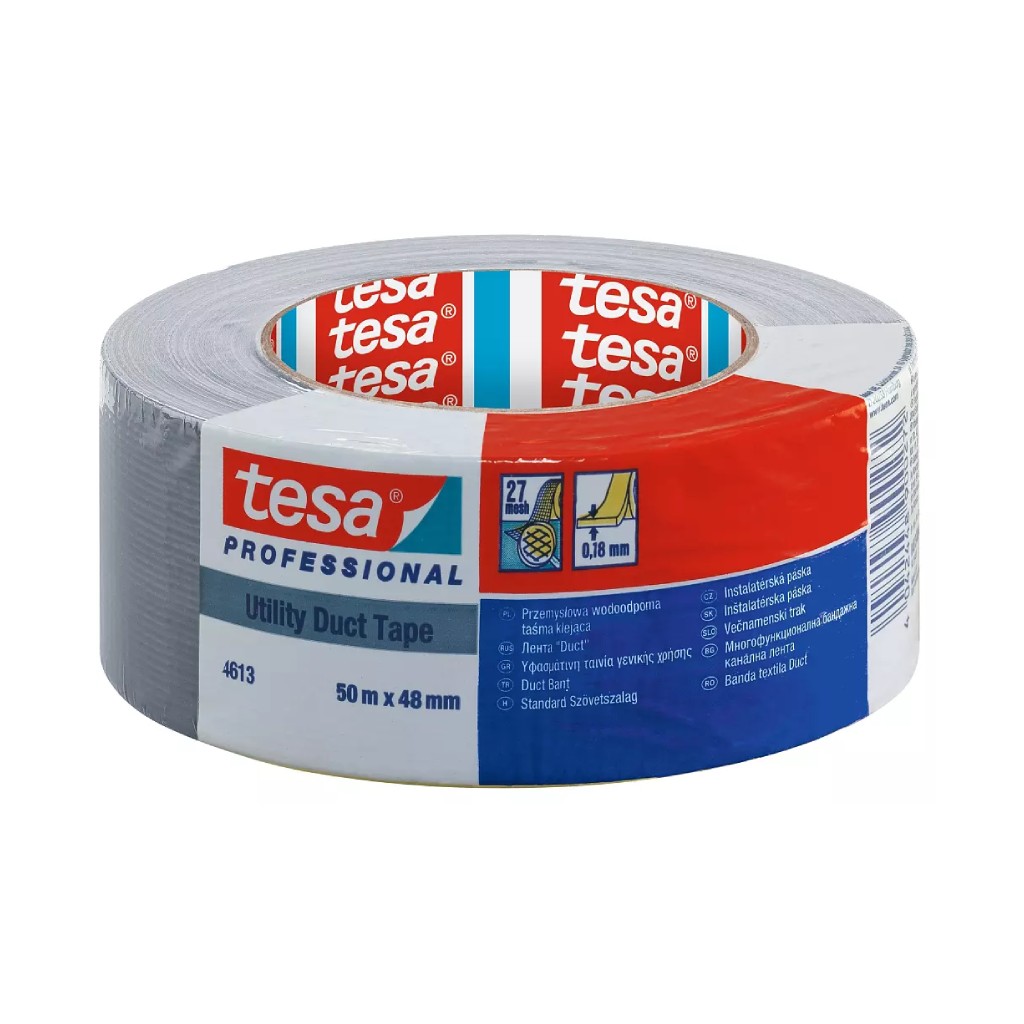 Tesa 74613 Klebeband Duct tape PRO Stong 27 mesh - Schwarz - Ersatz für 4613 - 50 mm x 50 m - pro Ka rton mit 24 Rollen