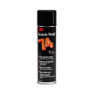 3M 74 Scotch-Weld Aerosol Adhesive for Flexible Foams - Transparent - 500 ml - Per box of 12 sprays 
