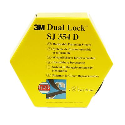 3M SJ354D Dual lock Mini pack système d'assemblage auto-agrippant refermable - noir -    25,4 mm x 5 m x 5,7 mm - Adhésif Caoutchouc