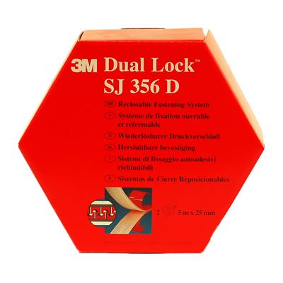 3M SJ356D Dual lock Mini pack Hook and loop fastener - Clear -25 mm x 5 m - per 4 boxes of 2 rlx = 8  rlx