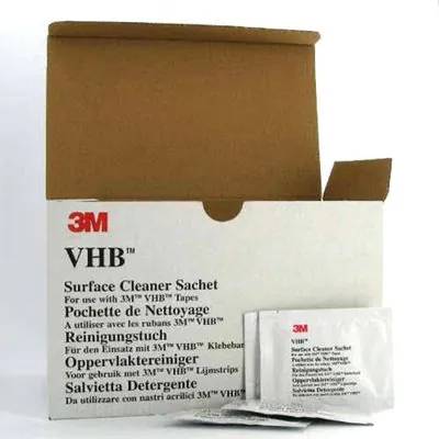 3M VHB Reinigungstücher - Beutel mit einem alkoholimprägnierten Tuch - Pro Karton mit 100 Beuteln 