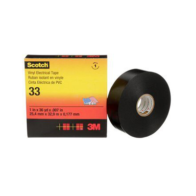 3M 33+ hoogperformante enkelzijdige elektrische tape - zwart - 38 mm x 33 m - per doos van 50 rollen 