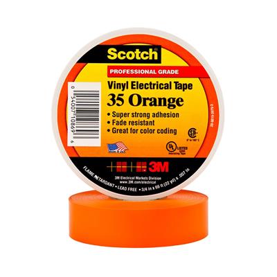 3M 35 High Performance Electrical Insulation Vinyl Tape - Orange - 19 mm x 20 m - per box of 20 roll s