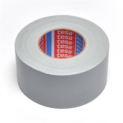 Tesa 4651 Cloth Tape for Packaging and Repair - Grey - 75 mm x 50 m x 0.31 mm - per box of 12 rolls 