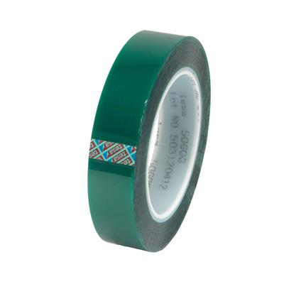 Tesa 50600 Single sided polyester tape for high temperature powder coating - Green - 25 mm x 66 m x  0.080 mm - per box of 8 rolls