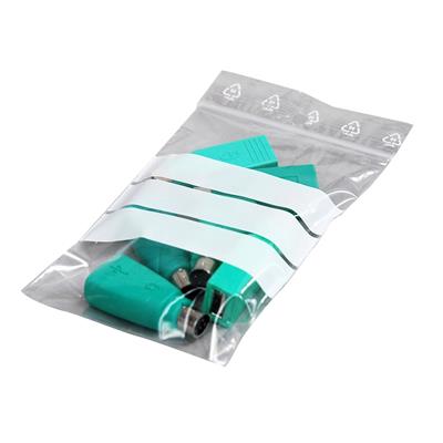 Polygrip Polyethylen-Versandtaschen mit 3 weißen Streifen zum Beschreiben - Klar -60 mm x 80 mm - pr o Karton mit 1000 Taschen