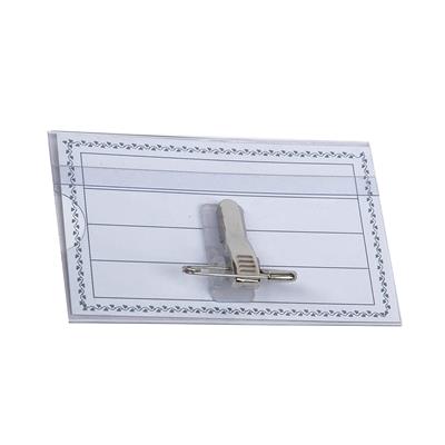 ETINAME - D85 Name Badge Holder with name and pin - Transparent -55 mm x 90 mm - per box of 50 badge s