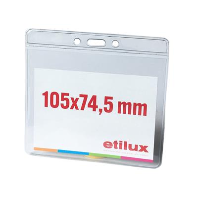 ETINAME - Horizontal Vinyl Badge with Headband - Transparent -121 mm x 114 mm - per box of 100 