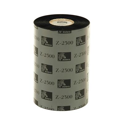 Zebra 2300 Wax ribbon - 110 mm x 450 m - for thermal transfer printers - Flat Head - Black - per box  of 12 ribbons