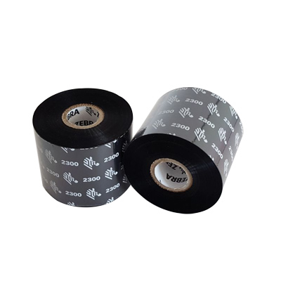 Zebra 2300 Wax ribbon - 89 mm x 450 m - for thermal transfer printers - Flat Head - Black - per box  of 12 ribbons