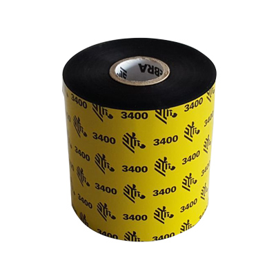 Zebra 3400 wax-resin - 89 mm x 450 m - for thermo-transfer printers - Flat Head - Black - per box of  6 ribbons