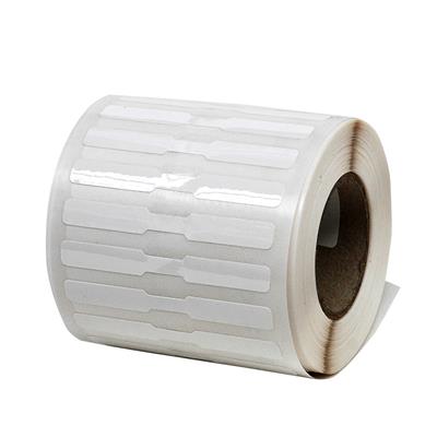 Wit juwelenetiket - glanzend polyethyleen - 70 x 8 mm - permanente lijm - 1250 etiketten/rol - 40 mm  kern