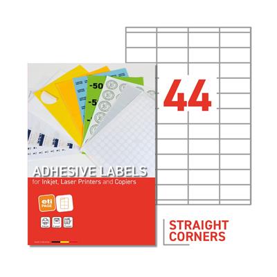 EtiPage 500 - Labels 52,5 x 25,4 mm - Straight corners - White matte paper - Permanent adhesive -44  etiq./A4 - Box of 500 A4 - 22000 etiq./box