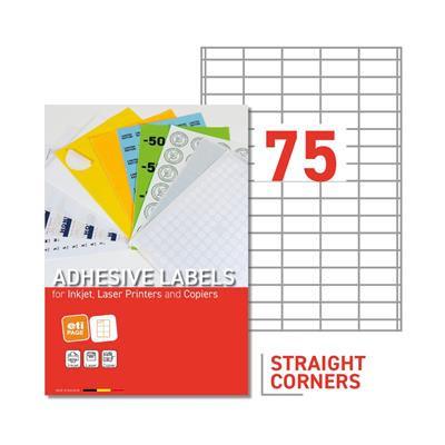 EtiPage 500 - Etiketten 40 x 18 mm - rechte hoeken - mat wit papier - verwijderbare kleefstof -75  etiq./A4 - Doos van 500 A4 - 37500 etik.