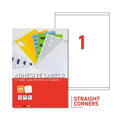 EtiPage 500 - Labels 210 x 280 mm - Straight corners - White matt paper - Permanent adhesive -  - 1 Label/A4 - Box of 500 A4 - 500 labels/box