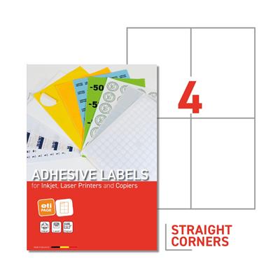 EtiPage 500 - Labels 105 x 148,5 mm - Straight corners - White matte paper - Permanent adhesive. - 4 etiq./A4 - Box of 500 A4 - 2000 etiq./box