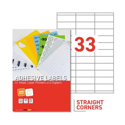EtiPage 500 - Labels 70 x 25,4 mm - Straight corners - White matte paper - Permanent adhesive -33  etiq./A4 - Box of 500 A4 - 16500 etiq./box