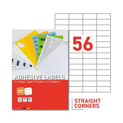 EtiPage 200 - Labels 52,5 x 21,2 mm - Straight corners - White matte paper - Permanent adhesive -  56 etiq./A4 - Box of 200 A4 - 11200 etiq./box