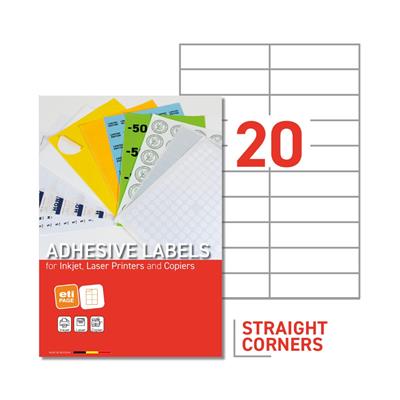 EtiPage 200 - Etiketten 105 x 29,7 mm - Gerade Ecken - Weißes mattes Papier - Permanent klebend -  20 Stück/A4 - Schachtel mit 200 A4 - 4000 Stück/Sc