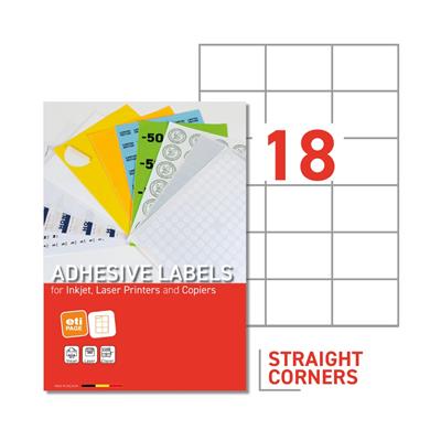 EtiPage 200 - Labels 70 x 49.5 mm - Straight corners - Matte white paper - Permanent adhesive -18  labels/A4 - Box of 200 A4 - 3600 labels/box