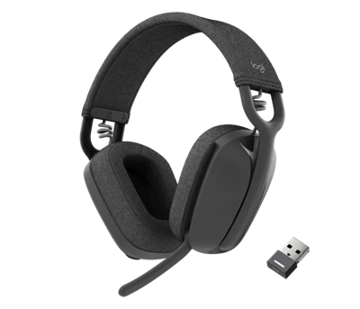 Logitech Zone Vibe 125 - Leichte kabellose Kopfhörer mit USB-Empfänger, geeignet für Büro und Telear beit - Teams Version - EU, Graphit