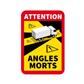 Pictogram "Dead angles" for trucks - 170 x 250 mm - White polymer vinyl - adh. Permanent -Printed in  5 colours + varnish - rounded corners