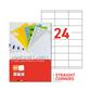 EtiPage 500 - Etiketten 70 x 35 mm - Gerade Ecken - Weißes mattes Papier - Permanent klebend - 24  Etiketten / A4 - Schachtel mit 500 A4 - 12000 Etik