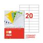 EtiPage 200 - Etiketten 105 x 29,7 mm - Gerade Ecken - Weißes mattes Papier - Permanent klebend -  20 Stück/A4 - Schachtel mit 200 A4 - 4000 Stück/Sc